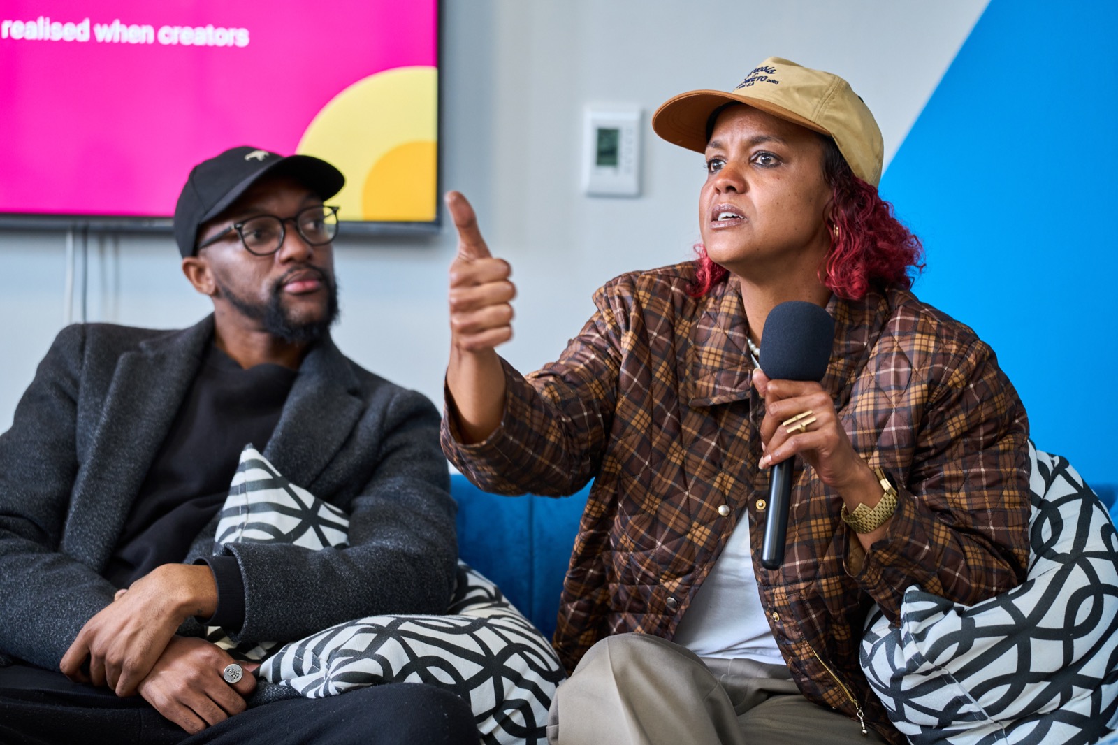 A guest answering a question on the Humanz panel
